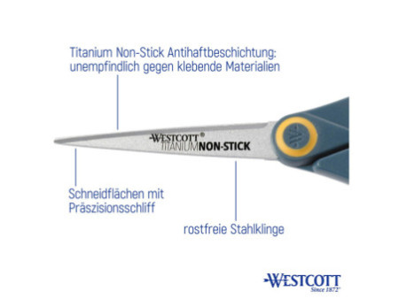 WESTCOTT Ciseaux Titane Non Stick, longueur: 180 mm