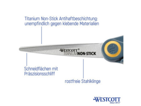 WESTCOTT Ciseaux Titane Non Stick, longueur: 204 mm