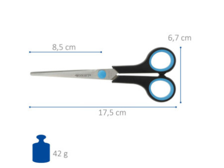WESTCOTT Ciseaux Easy Grip, longueur: 175 mm, bleu/noir