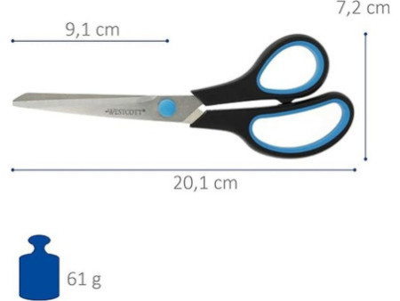 WESTCOTT Ciseaux Easy Grip, longueur: 210 mm, bleu/noir
