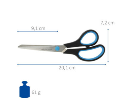 WESTCOTT Ciseaux Easy Grip, longueur: 210 mm, bleu/noir