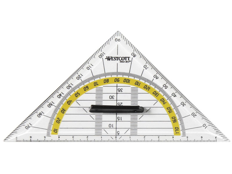 WESTCOTT Equerre géométrique, hypoténuse: 140 mm, poignée
