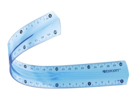 WESTCOTT Règle plate, plastique, longueur: 300 mm, souple