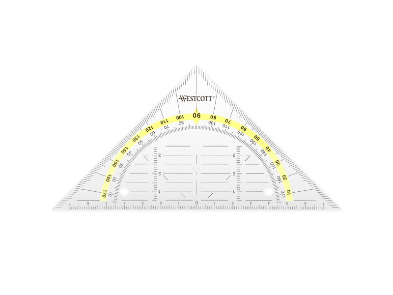 WESTCOTT Equerre géométrique avec perforations pour classeur