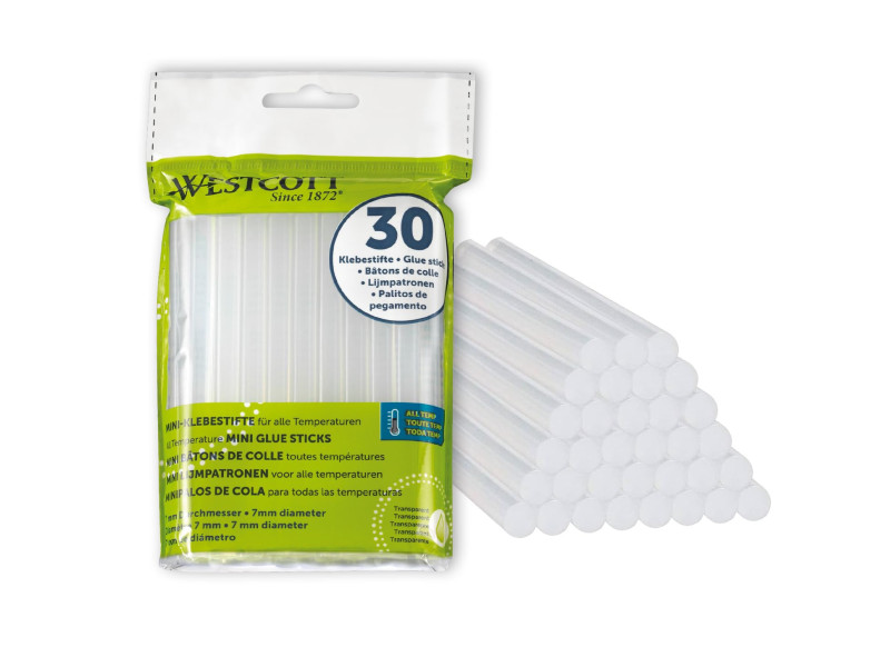 WESTCOTT Bâtons de colle à chaud, diamètre: 7 mm, 30 pièces