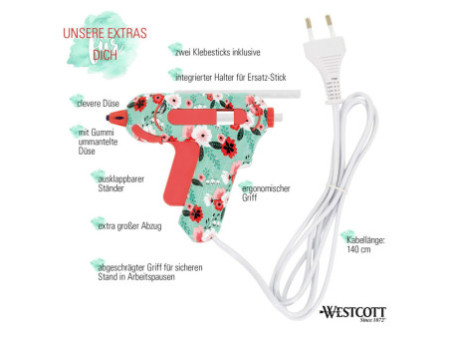 WESTCOTT Mini-pistolet à colle 'Floral', embout 'non stick'
