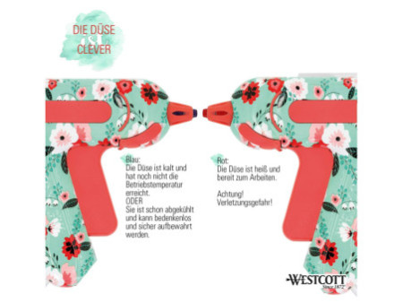 WESTCOTT Mini-pistolet à colle 'Floral', embout 'non stick'