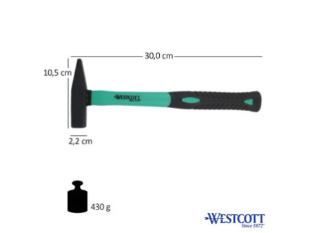 WESTCOTT Marteau de serrurier, 300 g, vert/noir, L : 305 mm