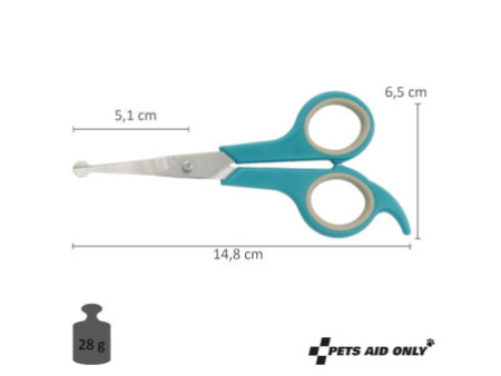 PETS AID ONLY Ciseaux de toilettage, rond, 150 ml, turquoise