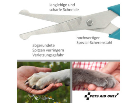 PETS AID ONLY Ciseaux de toilettage, rond, 150 ml, turquoise
