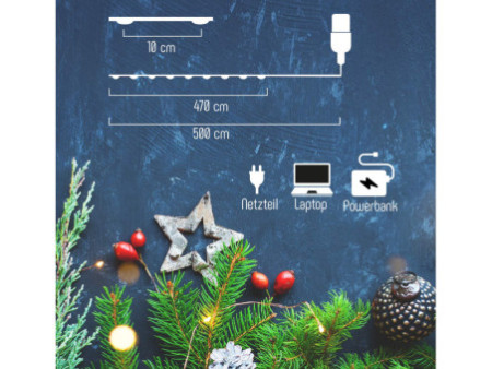 Clauss Mini guirlande lumineuse à LED, port USB