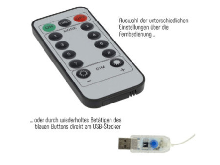Clauss Mini guirlande lumineuse LED, port USB & télécommande