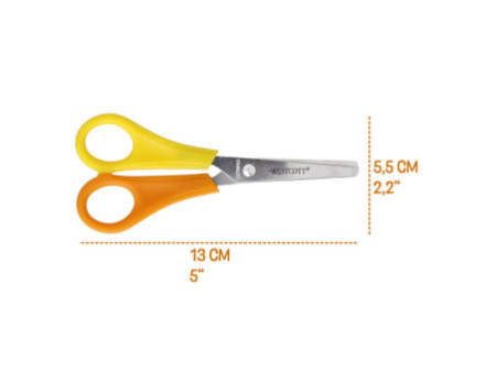 WESTCOTT Ciseaux de bricolage pour enfants, jaune/orange