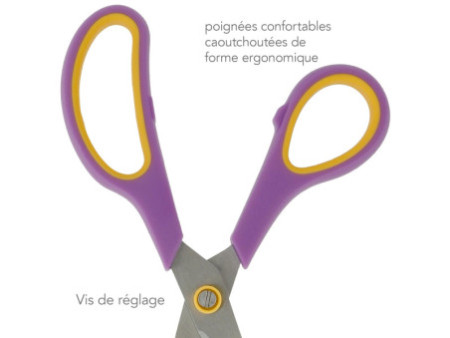 WESTCOTT Ciseaux Easy Grip, set de 3, cassis/jaune citron