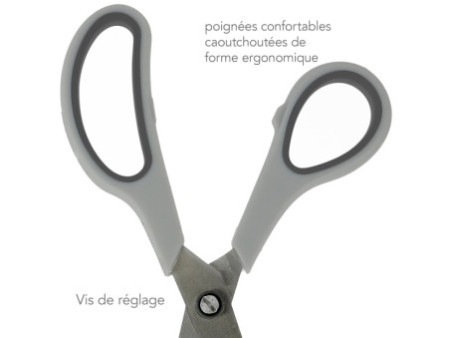 WESTCOTT Ciseaux Easy Grip, set de 3, gris clair/anthracite