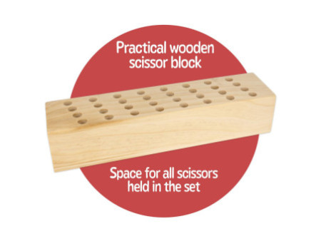 WESTCOTT Bloc pour ciseaux, bois, garni, incl. 32 paires