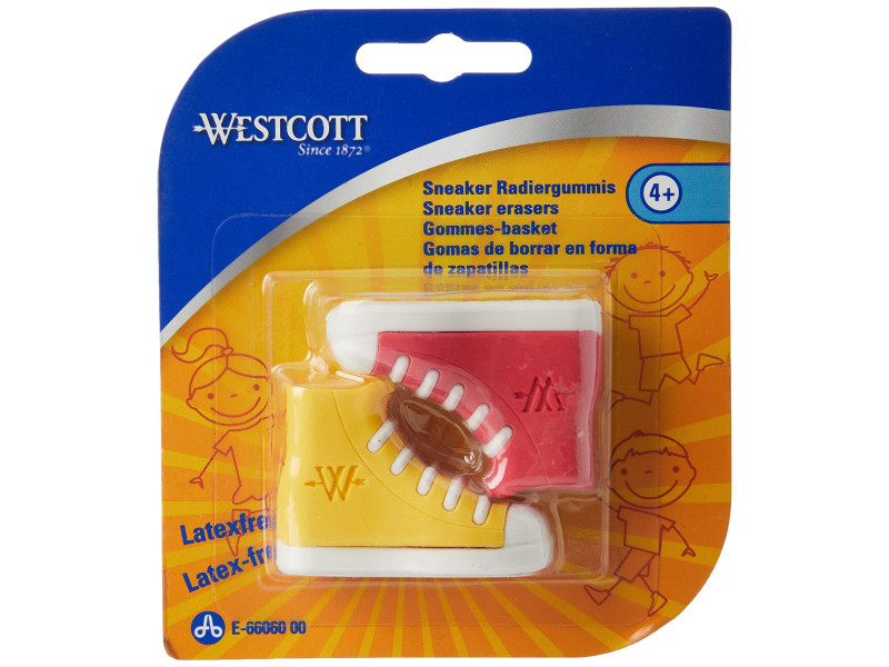WESTCOTT Gomme en plastique Sneaker, blister de 2