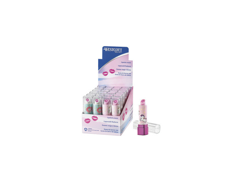 WESTCOTT Gomme en plastique Tendance, présentoir de 24