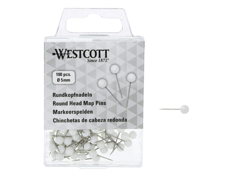WESTCOTT Épingle à tête ronde, taille 5, blanc
