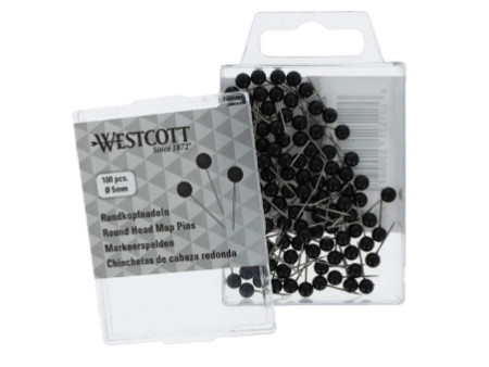 WESTCOTT Épingle à tête ronde, taille 5, noir