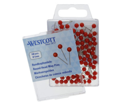 WESTCOTT Épingle à tête ronde, taille 5, rouge