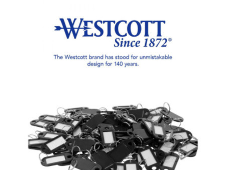 WESTCOTT Porte-clé avec anneau, pack de 100, noir