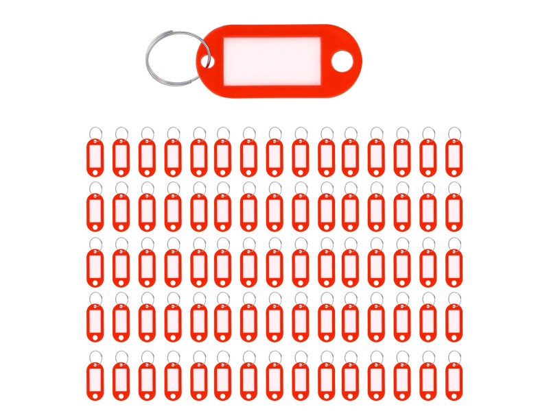 WESTCOTT Porte-clé avec anneau, pack de 100, rouge