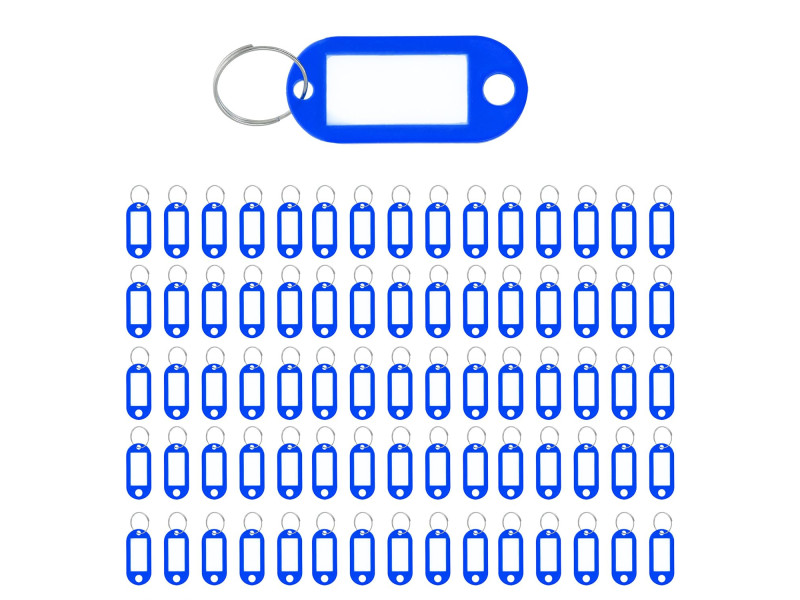 WESTCOTT Porte-clé avec anneau, pack de 100, bleu foncé
