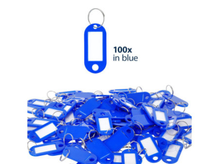 WESTCOTT Porte-clé avec anneau, pack de 100, bleu foncé