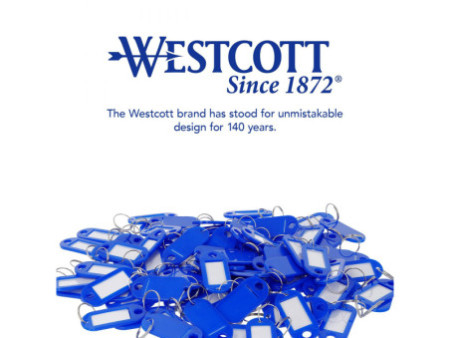 WESTCOTT Porte-clé avec anneau, pack de 100, bleu foncé