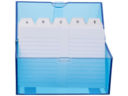 WEDO Boîte à fiches A6 paysage, bleu transparent