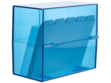 WEDO Boîte à fiches A6 paysage, bleu transparent