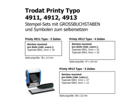 Trodat Tampon pour texte Typo Printy Set 4913, 5 lignes