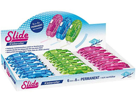 WEDO Roller de colle SLIDE, 6 mm x 8 m, présentoir de 18