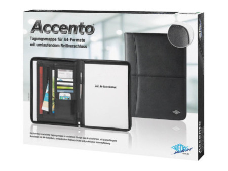 WEDO Chemise de conférence Accento, A4, similicuir, noir