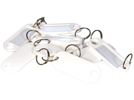 WEDO Porte-clés avec anneau, diamètre: 18 mm, blanc