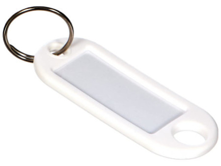 WEDO Porte-clés avec anneau, diamètre: 18 mm, blanc