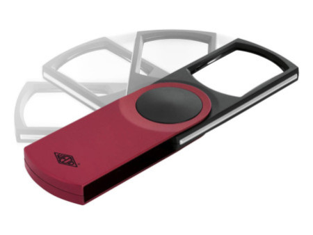 WEDO Loupe rectangulaire SWING-IT avec LED, rouge métallique