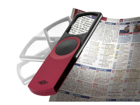WEDO Loupe rectangulaire SWING-IT avec LED, rouge métallique