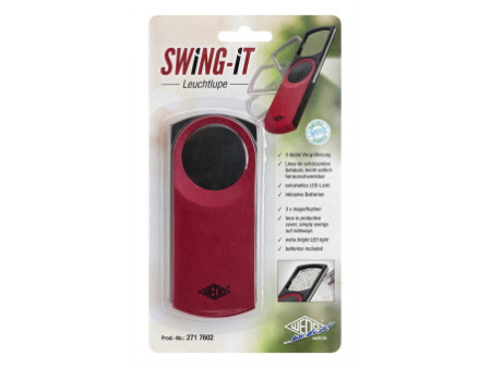 WEDO Loupe rectangulaire SWING-IT avec LED, rouge métallique
