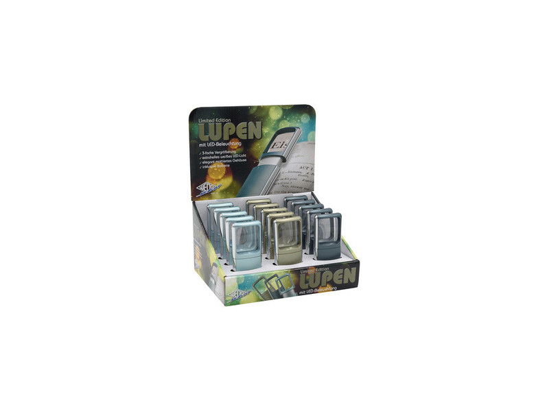 WEDO Loupe rectangulaire à éclairage LED, présentoir de 15