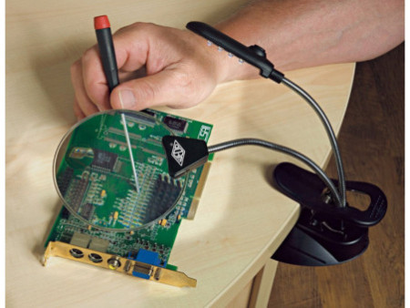 WEDO Loupe de table avec lampe LED, avec serre-joint, noir