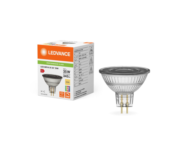 LEDVANCE Ampoule LED MR16 DIM, 5,0 Watt, GU5.3 (930)