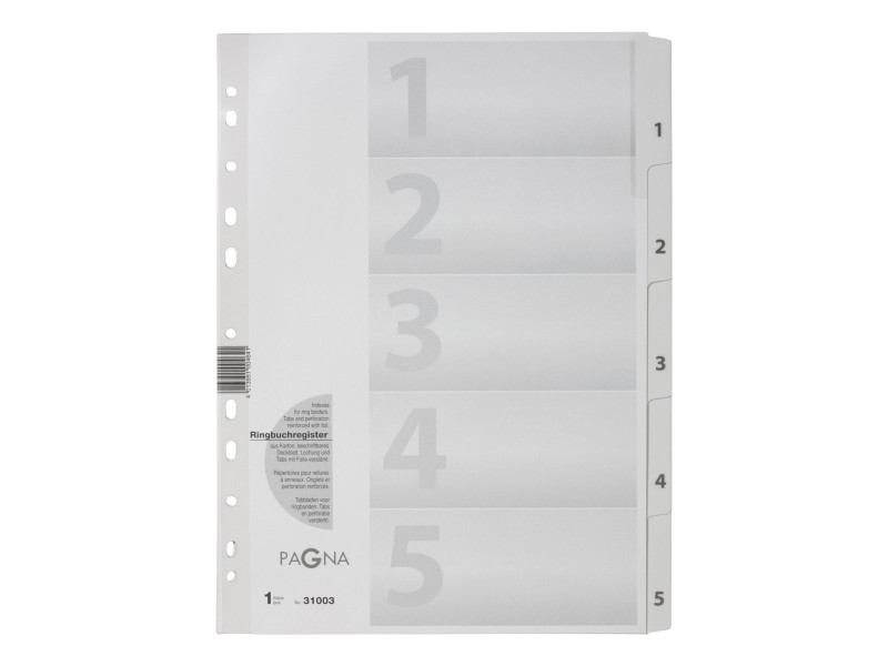 PAGNA Intercalaires, carton, chiffres 1 - 5, A4, 5 touches