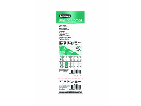 Fellowes Peigne à relier en plastique, format A4, 25 mm,