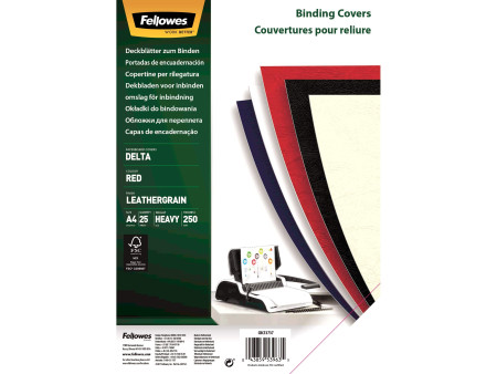 Fellowes Couverture pour reliure Delta, grain cuir, rouge