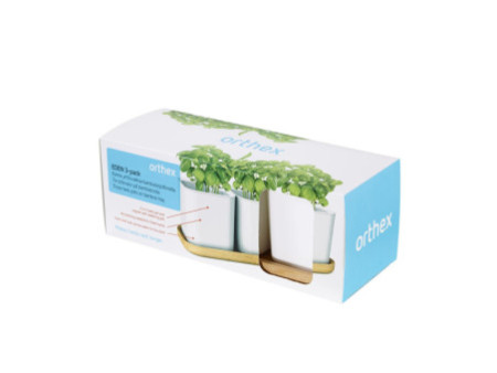 orthex Pot à herbes aromatiques EDEN, set de 3, blanc