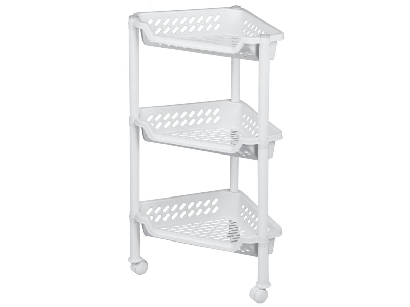 plast team Chariot de rangement, à 3 corbeilles, blanc