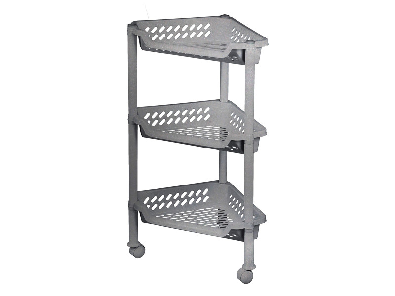 plast team Chariot de rangement, à 3 corbeilles, argent
