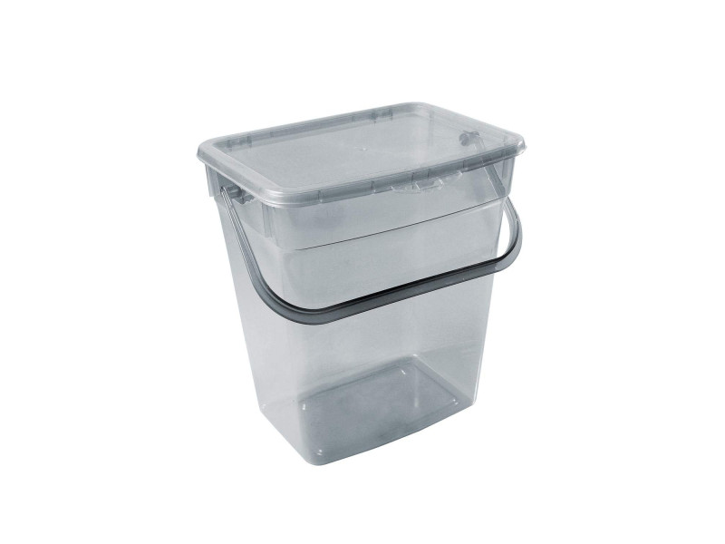 plast team Boîte à lessive, 10 litres, gris transparent